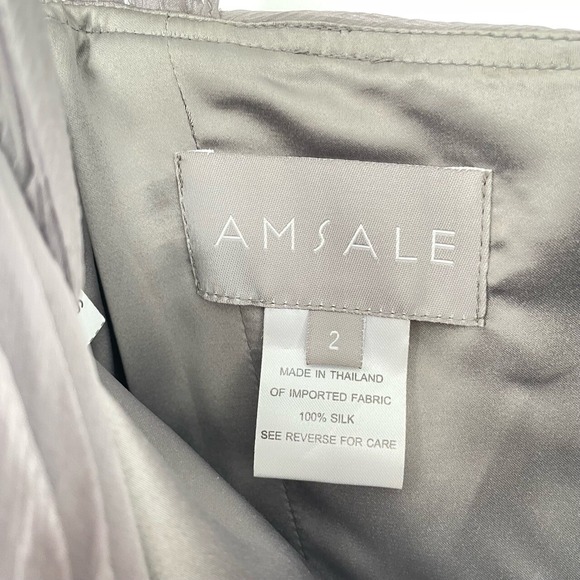 Amsale Women's Lavender Silk Pleated Empire Waist Elegant Prom Maxi Dress Size 2 - Picture 8 of 9